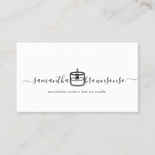 Carte De Visite Bougie en art linéaire moderne minimaliste