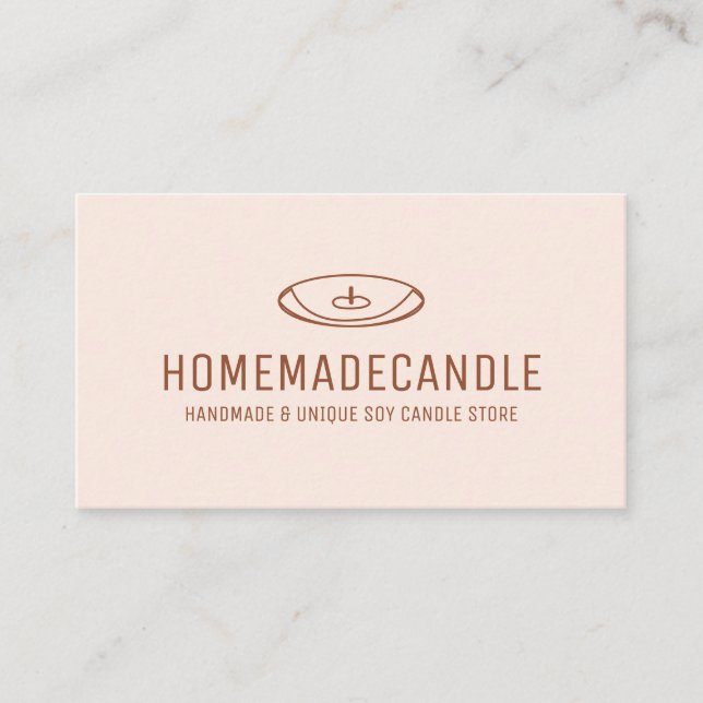 Carte De Visite Bougie en terre cuite Blush Minimal Logo Maison (Devant)