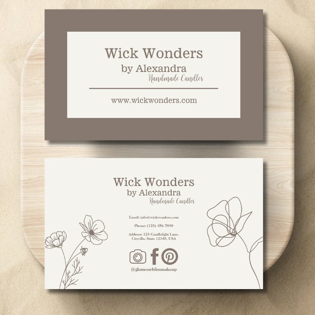 Carte De Visite Bougie minimaliste Boho (Créateur téléchargé)
