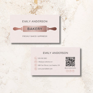 Carte De Visite Boulangerie à broche rose or rose-bleu