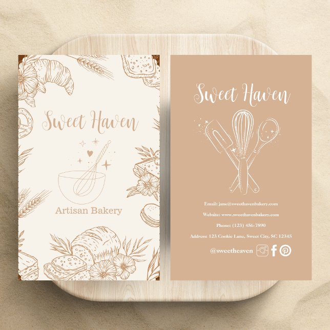 Carte De Visite Boulangerie à Cuisine minimaliste Élégante (Créateur téléchargé)