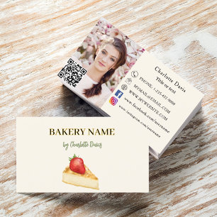 Carte De Visite Boulangerie beige crème pâtisserie QR code photo