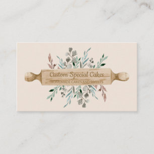Carte De Visite Boulangerie beige Cuisine Rolling Pin Pâtisserie C