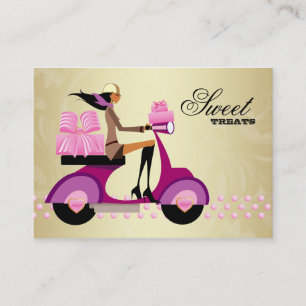 Carte De Visite Boulangerie Boîte cadeau Scooter Girl Rose Gold Ic