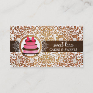 Carte De Visite Boulangerie Brown élégante de diamant de gâteau