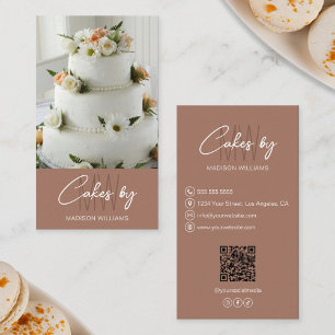 Carte De Visite Boulangerie Cake Custom Monogramme Logo Brown