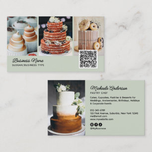 Carte De Visite Boulangerie/Chef/Traiteur 4-Photo Code QR Écriture