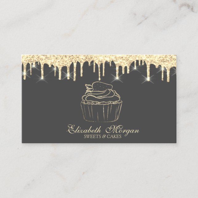 Carte De Visite Boulangerie Chic Cupcake Faux Faux Gold Drivers (Devant)