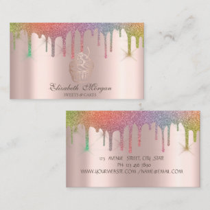 Carte De Visite Boulangerie Chic Cupcake Rainbow Drips