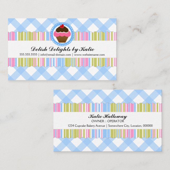 Carte De Visite Boulangerie Colorée Cupcake (Devant / Derrière)