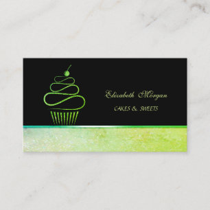 Carte De Visite Boulangerie Cupcake à la Parties scintillant verte