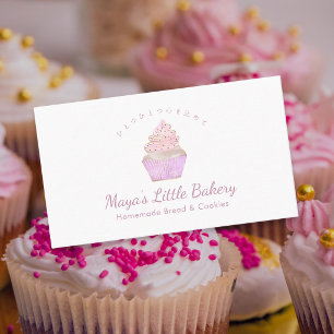 Carte De Visite Boulangerie Cupcake Aquarelle Rose