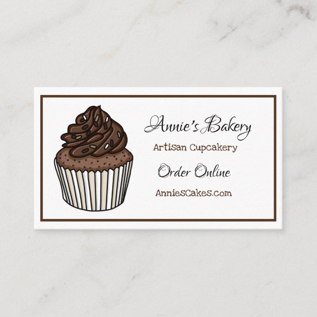 Carte De Visite Boulangerie | Cupcake arrosé de chocolat (Devant)