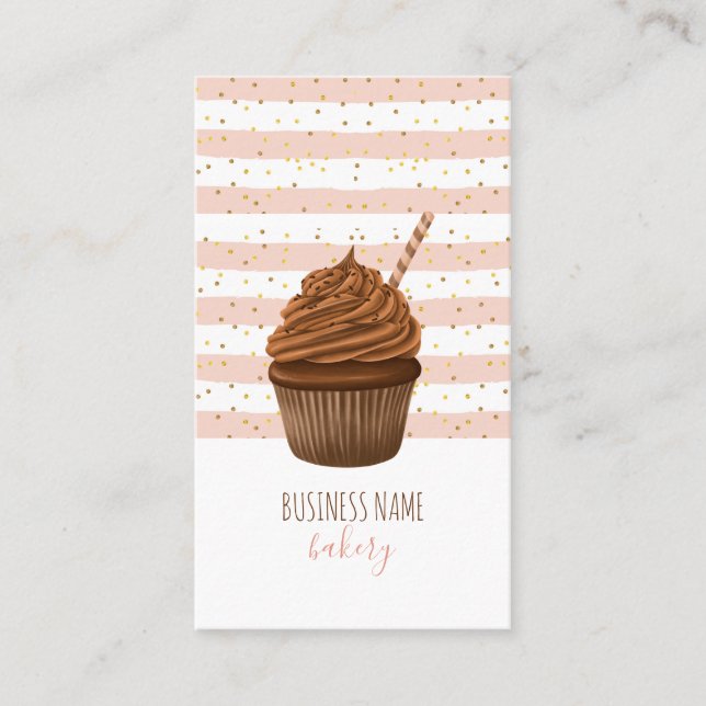 Carte De Visite Boulangerie Cupcake Baker Pâtisserie Chef Pink Str (Devant)