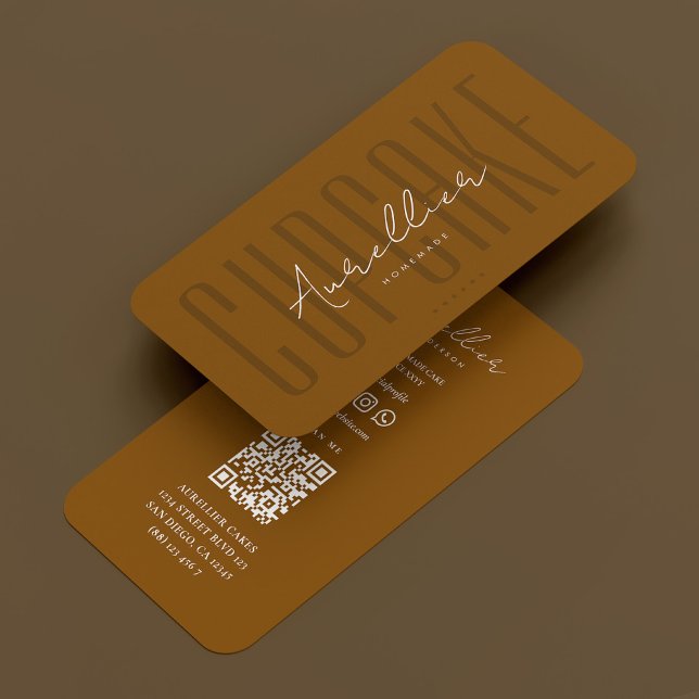 Carte De Visite Boulangerie Cupcake Chocolat Brown Moderne (Cupcake Caterer Bakery Brown Chocolate Modern Business Card
)