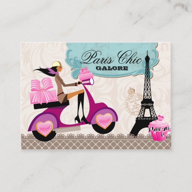 Carte De Visite Boulangerie Cupcake Cookies Scooter Paris Tour Eif (Devant)