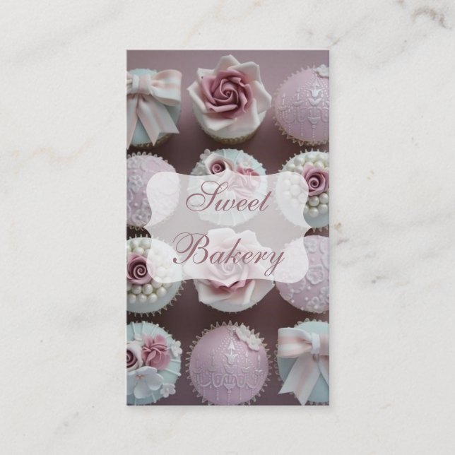 Carte De Visite Boulangerie Cupcake de Mauve Designer (Devant)