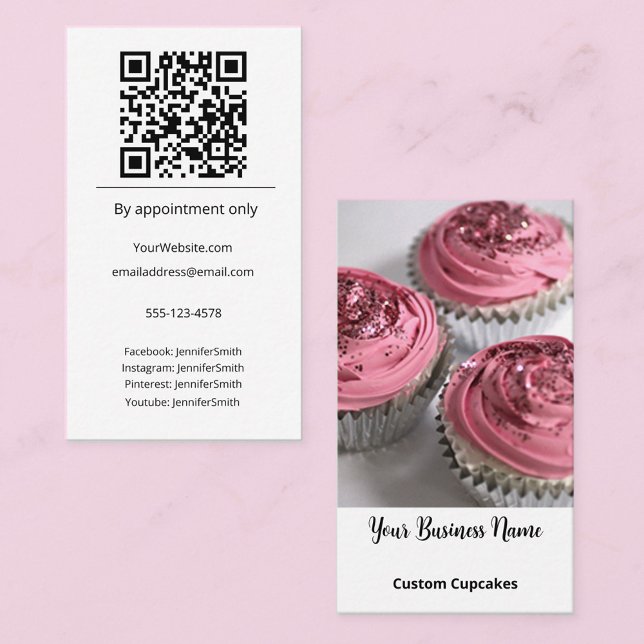 Carte De Visite Boulangerie Cupcake Élégante Photo Logo Personnali (Créateur téléchargé)