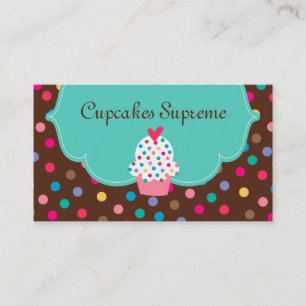 Carte De Visite Boulangerie Cupcake Pois Brown Coeur Vert
