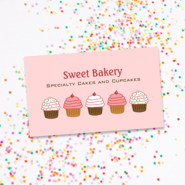 Carte De Visite Boulangerie Cupcake rose Élégant (Créateur téléchargé)