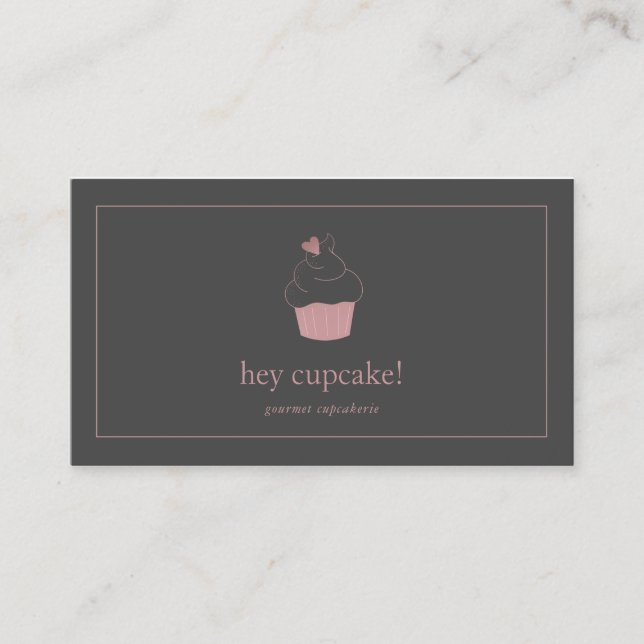 Carte De Visite Boulangerie Cupcake Rose Or moderne (Devant)