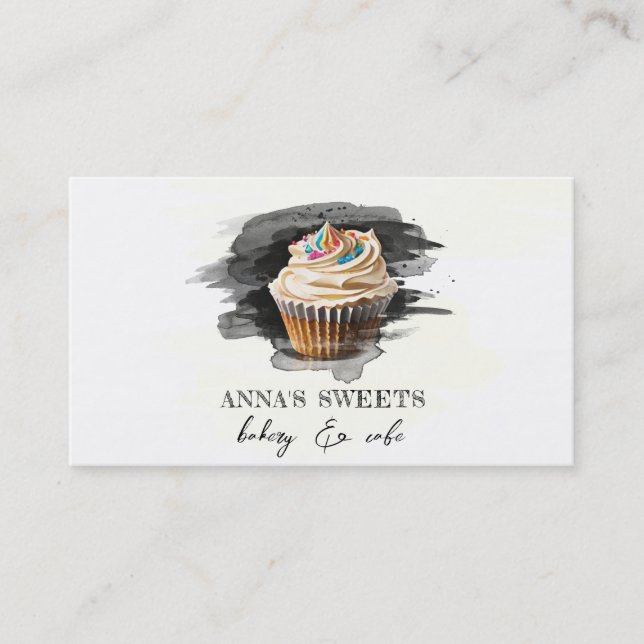 Carte De Visite *~* Boulangerie Cupcake Shop 3 QR Médias sociaux (Devant)