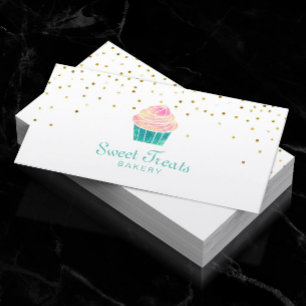Carte De Visite Boulangerie Cupcake Sweet Traite Gold Confetti