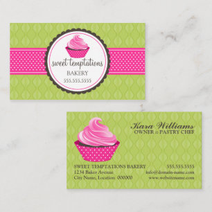 Carte De Visite Boulangerie Cupcake Vert Rose
