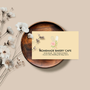Carte De Visite Boulangerie Cute Jaune Blush Floral Cuisine