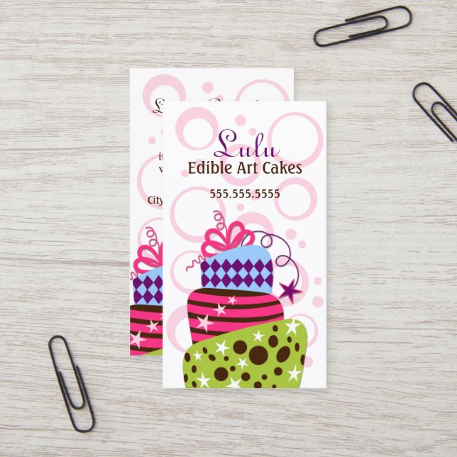 Carte De Visite Boulangerie d'art de gâteau (Devant/Arrière en situation)