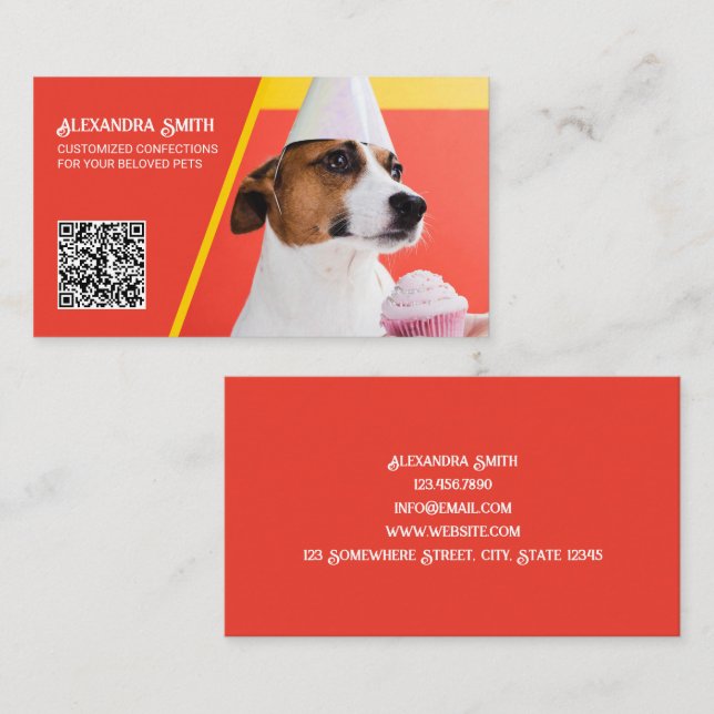 Carte De Visite Boulangerie de chien personnalisée QR (Devant / Derrière)