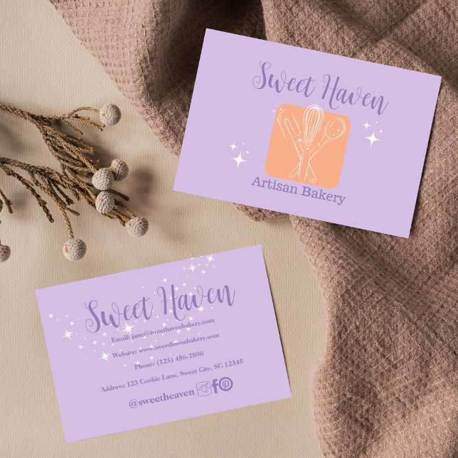 Carte De Visite Boulangerie de Cuisine de pourpre orange étoiles (Créateur téléchargé)