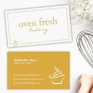 Carte De Visite Boulangerie de Cupcake blanc jaune moderne