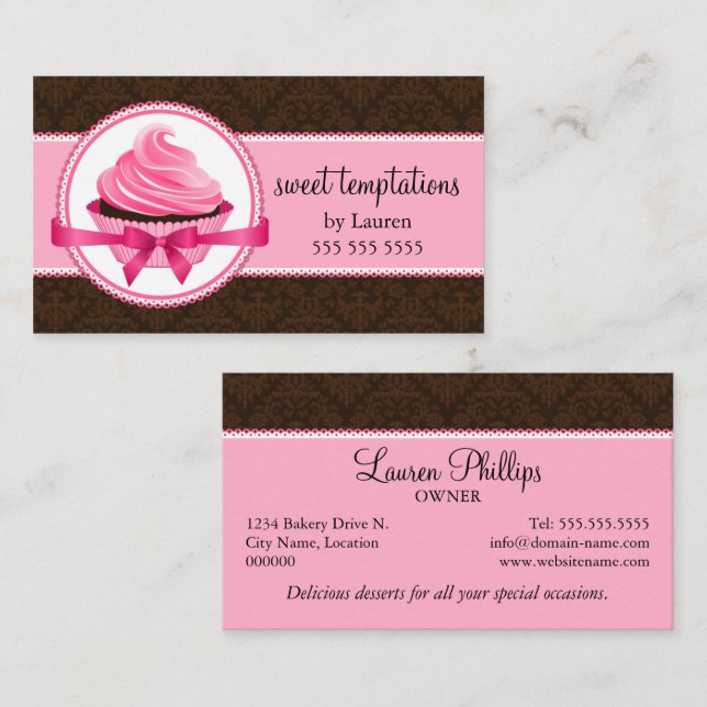 Carte De Visite Boulangerie de Cupcake Couture (Devant / Derrière)
