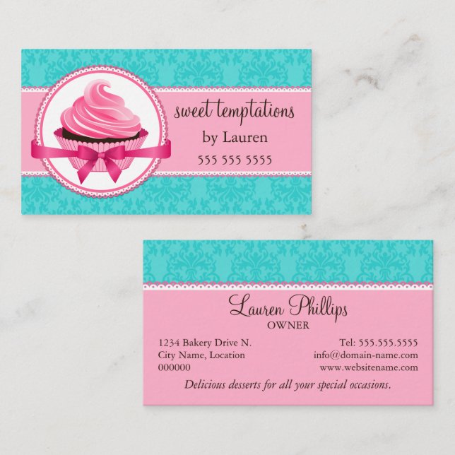 Carte De Visite Boulangerie de Cupcake Couture (Devant / Derrière)