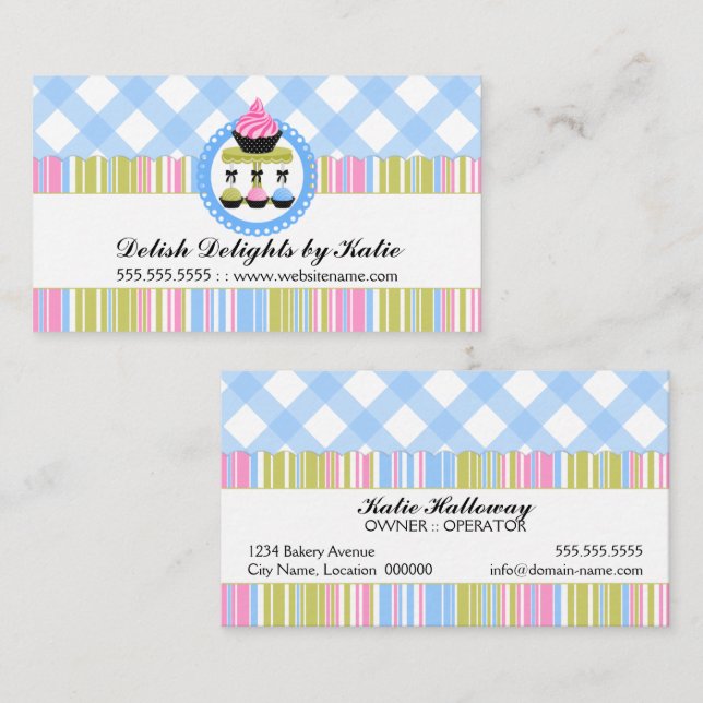 Carte De Visite Boulangerie de Cupcake et Cake Pops (Devant / Derrière)