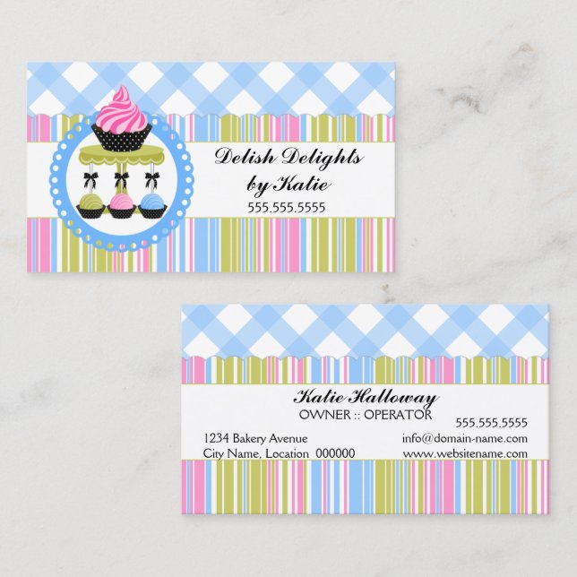 Carte De Visite Boulangerie de Cupcake et Cake Pops (Devant / Derrière)