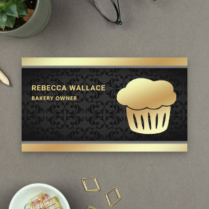 Carte De Visite Boulangerie de cupcake maison à huile de Damas noi