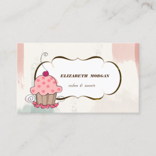 Carte De Visite Boulangerie de Cupcake romantique, Aquarelle Broui