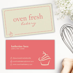Carte De Visite Boulangerie de cupcake rose moderne