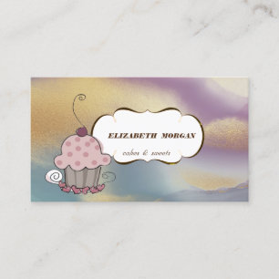 Carte De Visite Boulangerie de Cupcakes, Coup de pinceau aquarelle