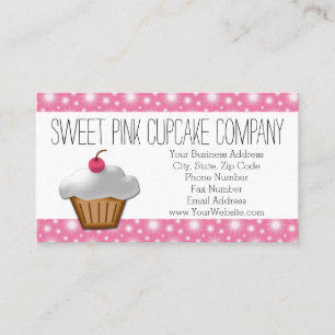 Carte De Visite Boulangerie de Cupcakes Jolie Cerise Rose