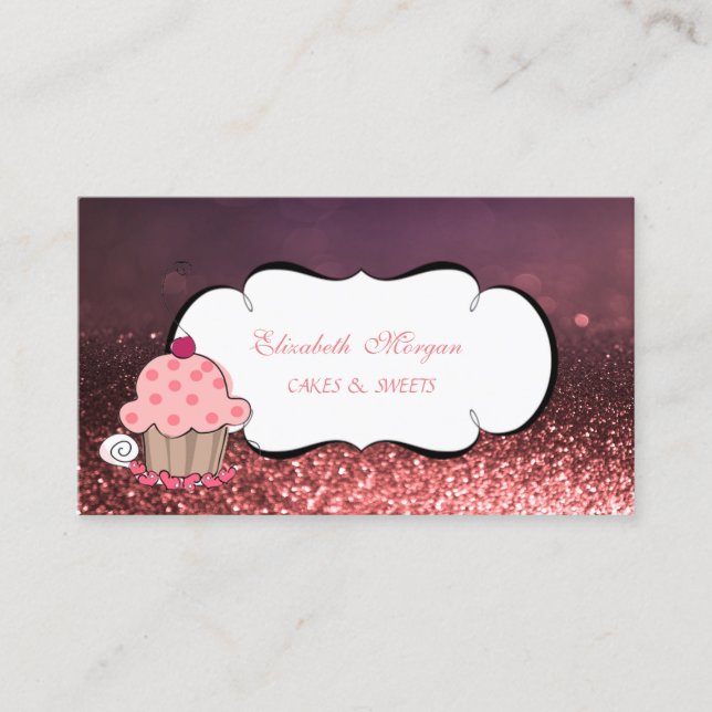 Carte De Visite Boulangerie de Cupcakes Mignonne Moderne Bokeh (Devant)