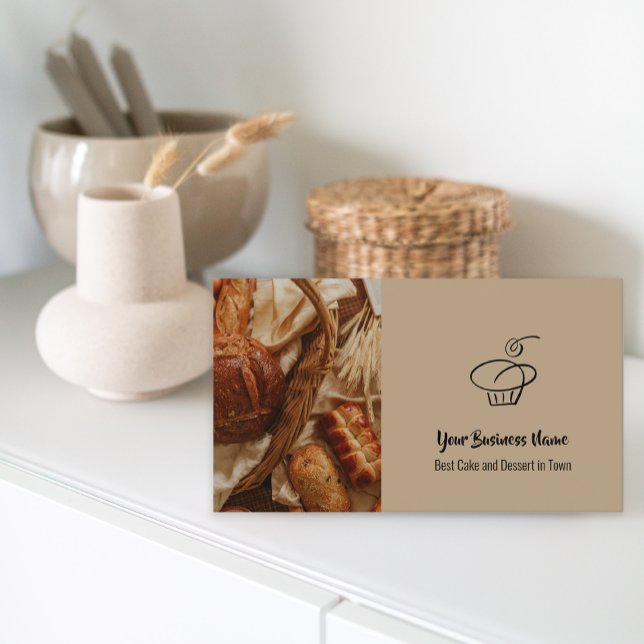 Carte De Visite Boulangerie de gâteau photo personnalisée Boutique (Custom Photo Cake Bakery Shop QR Code Business Card)