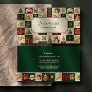Carte De Visite Boulangerie de Noël Bourgogne Vert Or