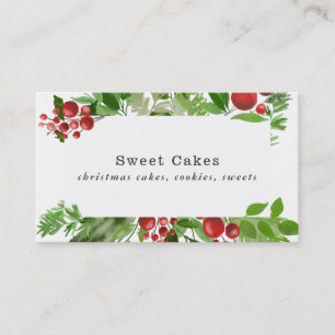 Carte De Visite Boulangerie de Noël Feuille Festive Red Berry Hol