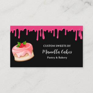 Carte De Visite Boulangerie de pâtisserie de gâteau rose goutte