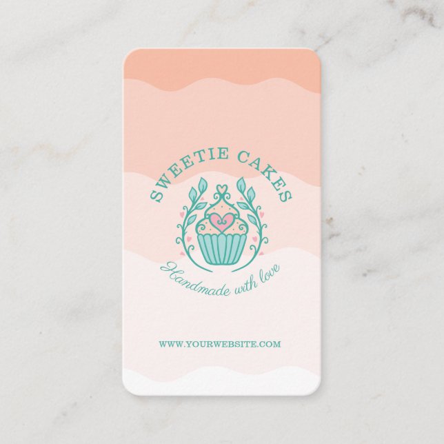 Carte De Visite Boulangerie de style floral Cupcake Logo Blush Pin (Devant)