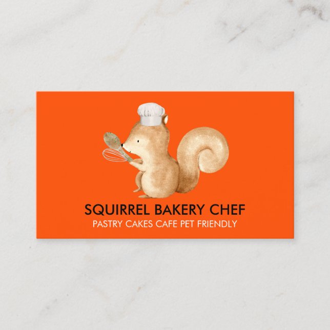 Carte De Visite Boulangerie Écureuil Mignon Orange (Devant)