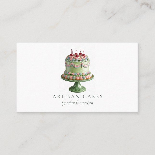 Carte De Visite Boulangerie Élégante de Gâteaux (Devant)